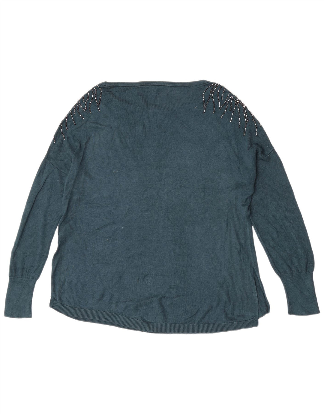 Oasis Damen-Pullover, übergroß, U-Boot-Ausschnitt, Gr. 10, Größe S, blaue Viskose