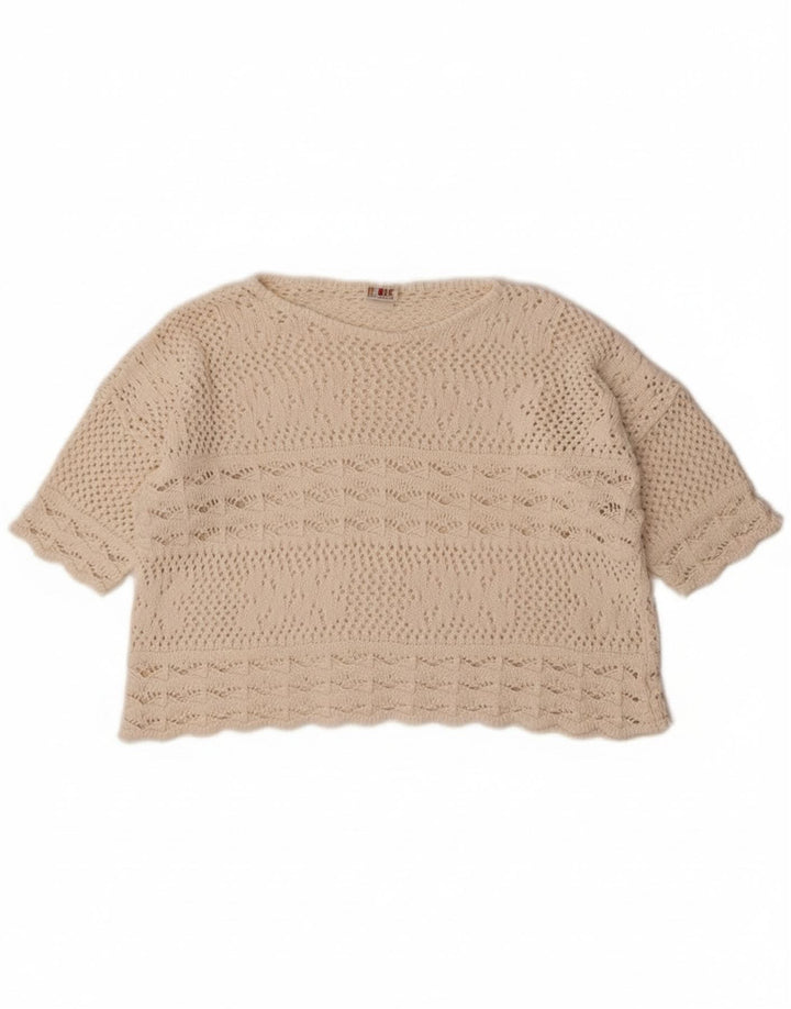 Redok Damen-Pullover mit bauchfreiem U-Boot-Ausschnitt, Gr. 14, Mittel, gebrochenes Weiß