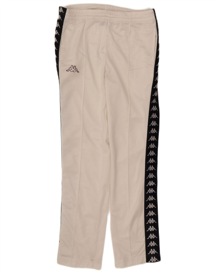 Kappa Herren-Trainingshose mit Grafik, Größe S, Weiß, Farbblock-Polyester