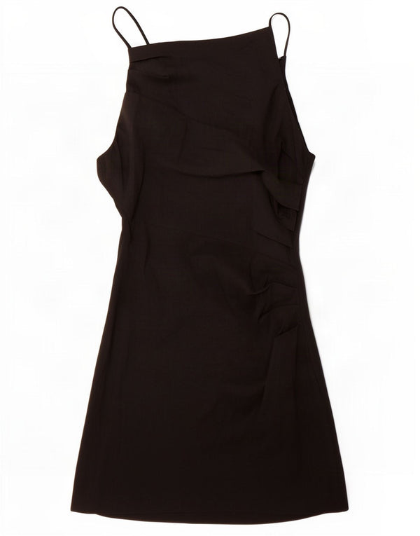 Zara Damen Slip Dress UK 12 Mittelschwarzes Leinen