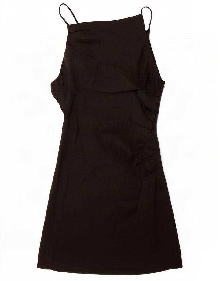 Zara Damen Slip Dress UK 12 Mittelschwarzes Leinen