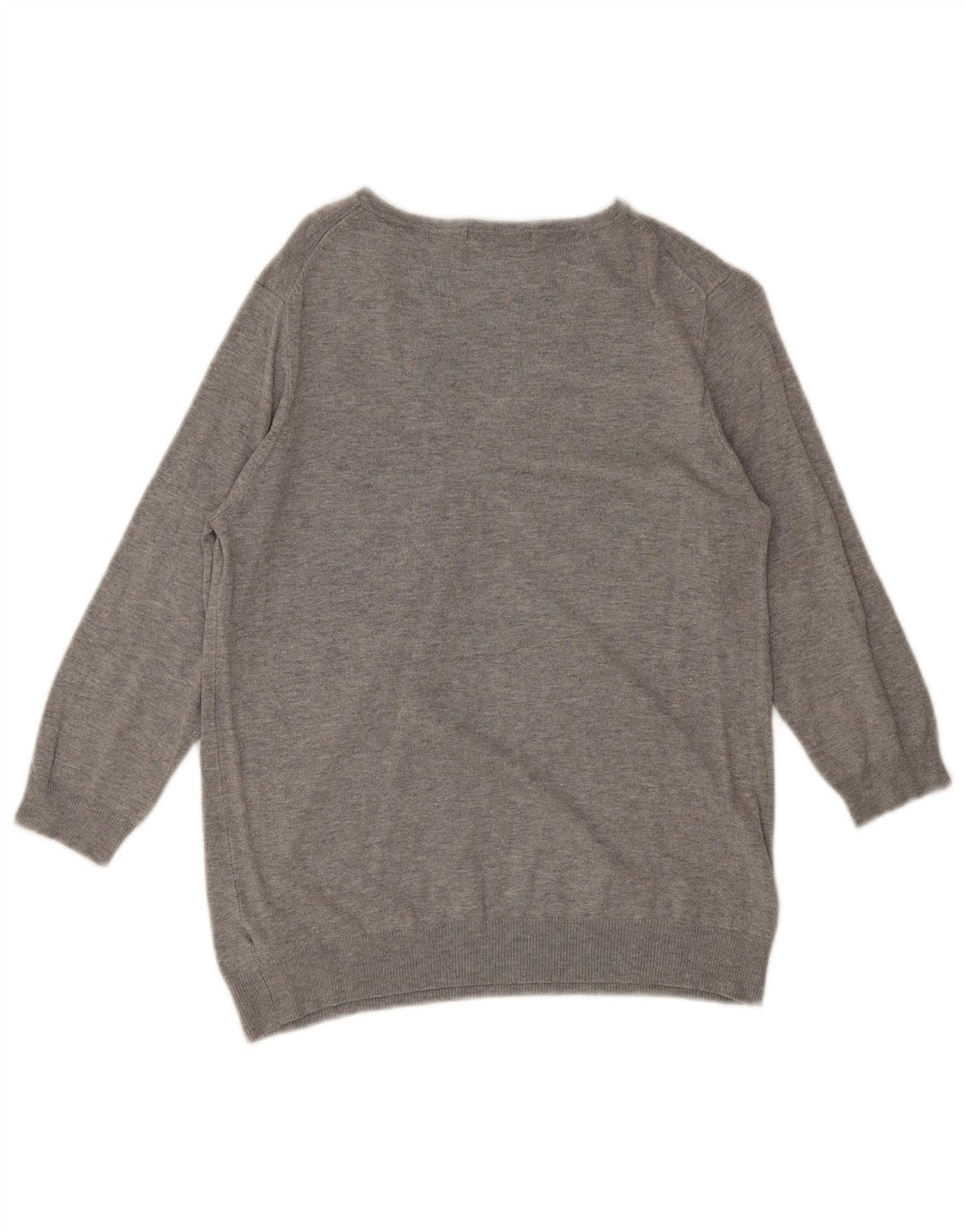 Marks & Spencer Damen-Pullover mit 3/4-Ärmeln und V-Ausschnitt, Größe UK 14, Mittelgrau