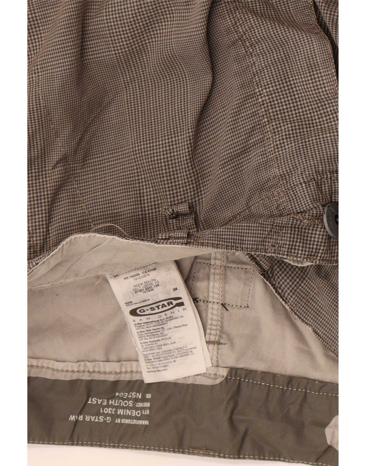 G-Star Herren Cargoshorts W34 Große grau karierte Baumwolle