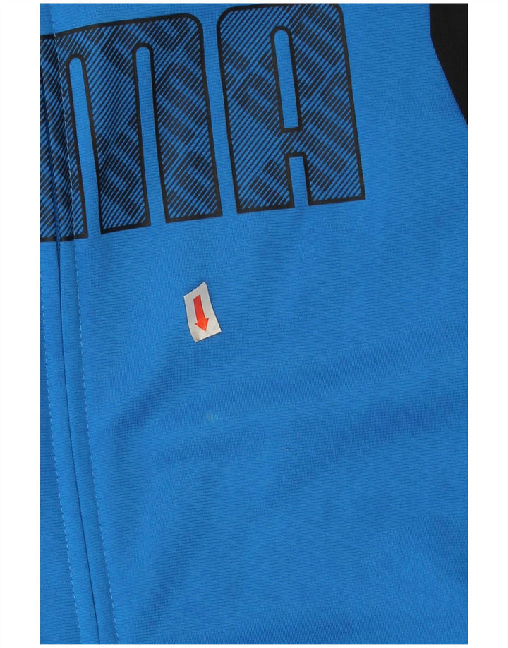 Puma Jungen Grafik-Trainingsanzug-Top-Jacke, 13–14 Jahre, blaues Farbblockdesign