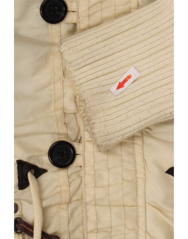 KHUJO Damen-Parkajacke mit Kapuze, UK 16, Größe L, gebrochenes weißes Nylon