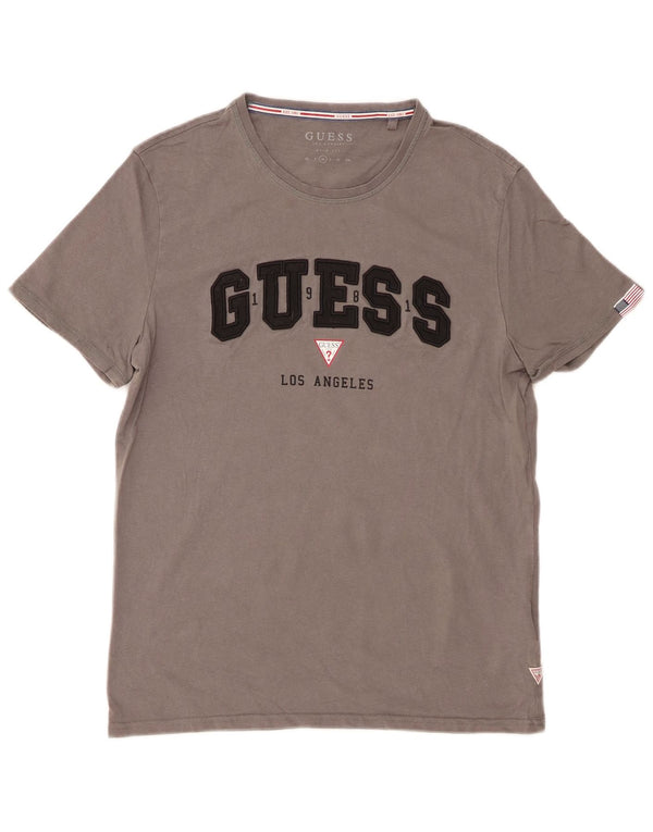 Guess Slim-Fit-Grafik-T-Shirt-Oberteil für Herren aus mittelgrauer Baumwolle