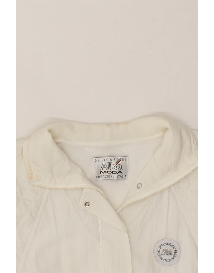 ALBA MODA Womens Bomber Jacket UK 16 Large White Vintage Alba Moda and Second-Hand Alba Moda from Messina Hembry 