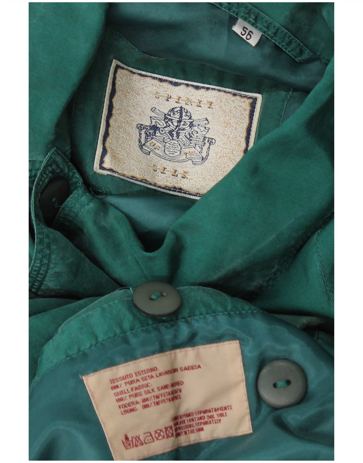 Vintage Herren Bomberjacke IT 56 3XL Grüne Seide
