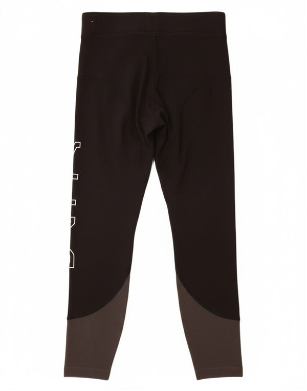 Nike Womens Graphic Leggings UK 12 Mittelschwarze Colourblock-Baumwolle