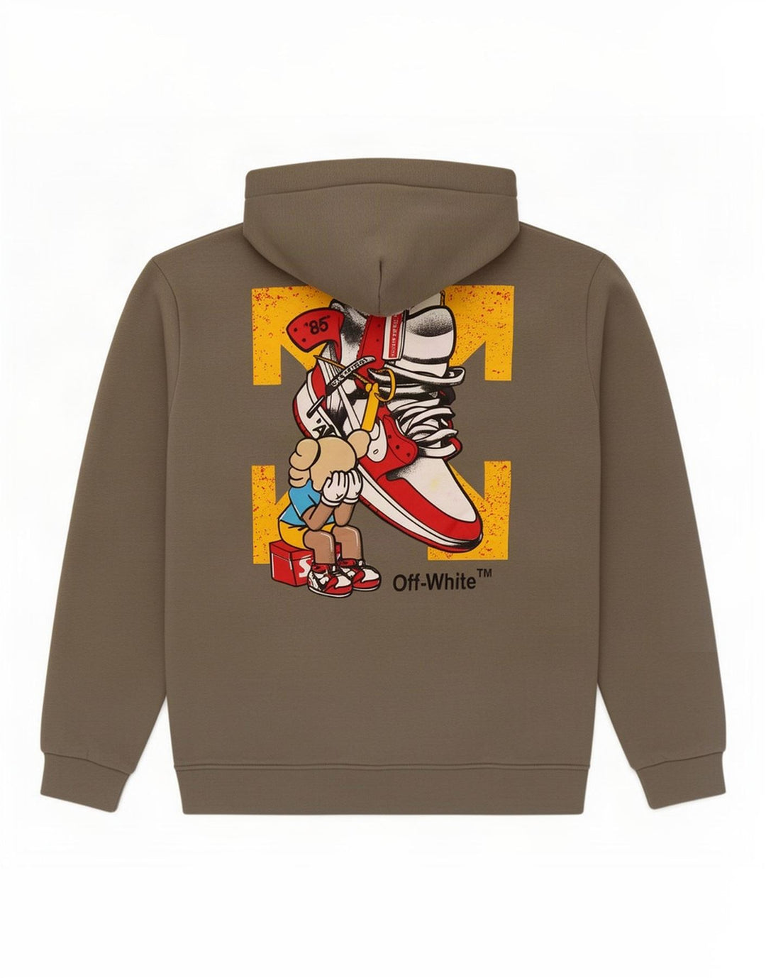 Off-White Herren-Kapuzenpullover mit Grafik, Größe 2XL, Khaki