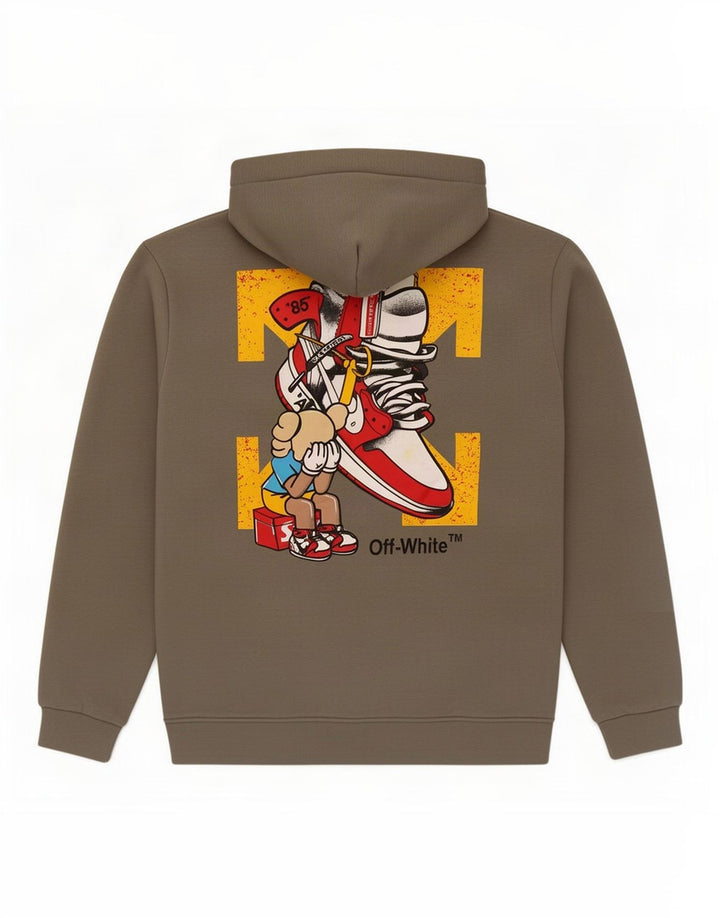 Off-White Herren-Kapuzenpullover mit Grafik, Größe 2XL, Khaki