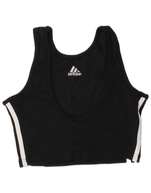 Adidas Damen Sport-BH-Oberteil UK 8/10 Small Schwarz gestreift Baumwolle Sport