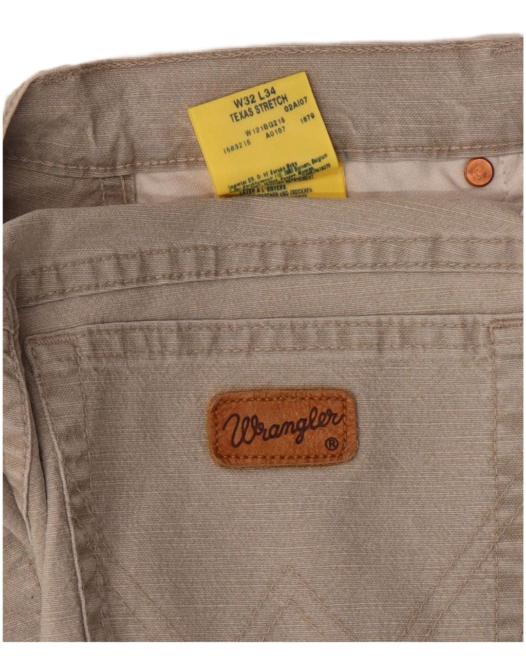 WRANGLER Herren Texas Stretch Gerade Freizeithose W32 L34 Beige Baumwolle