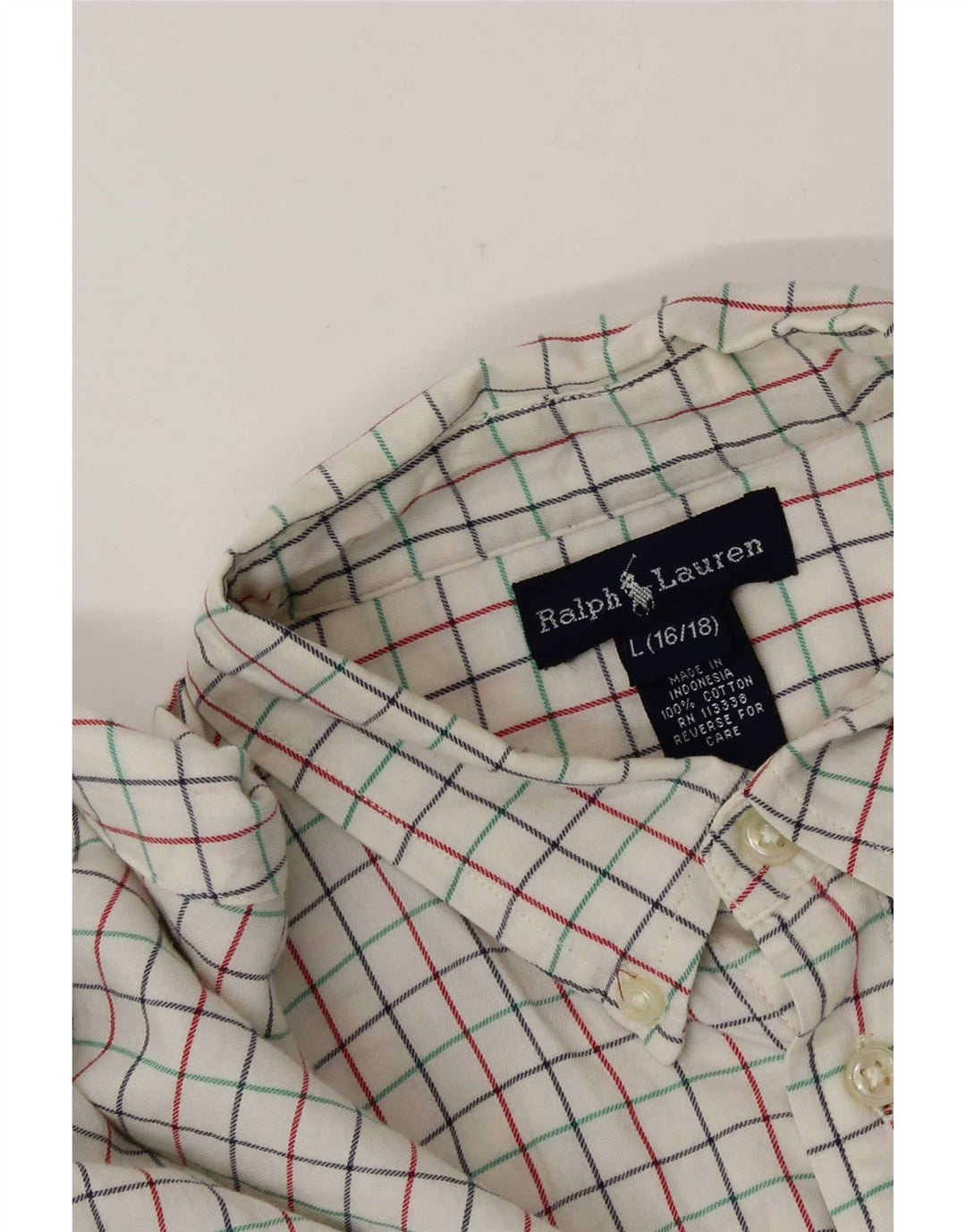 Ralph Lauren Hemd für Jungen, 15–16 Jahre, groß, weiß kariert, Baumwolle