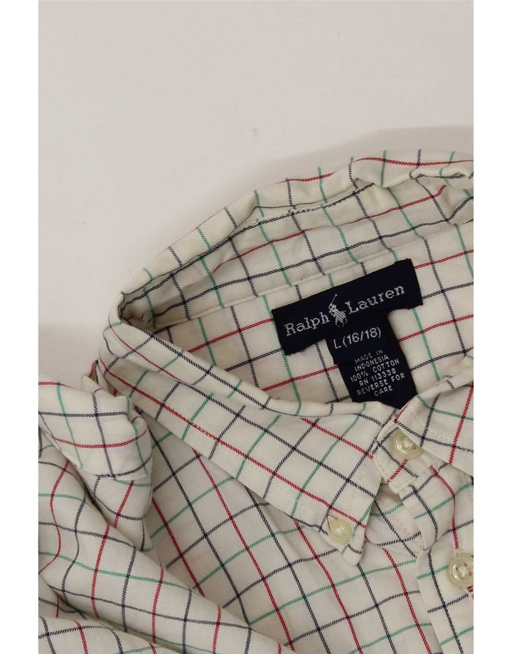 Ralph Lauren Hemd für Jungen, 15–16 Jahre, groß, weiß kariert, Baumwolle