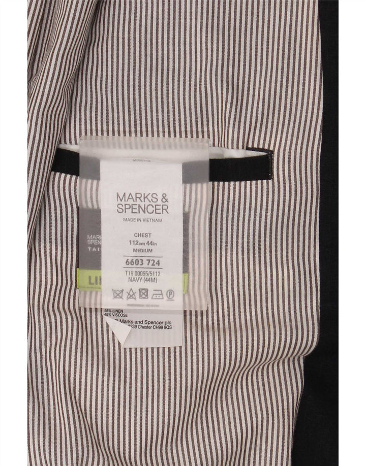Marks & Spencer Herren-Blazer mit 2 Knöpfen, UK 44, XL, Marineblau, Leinen
