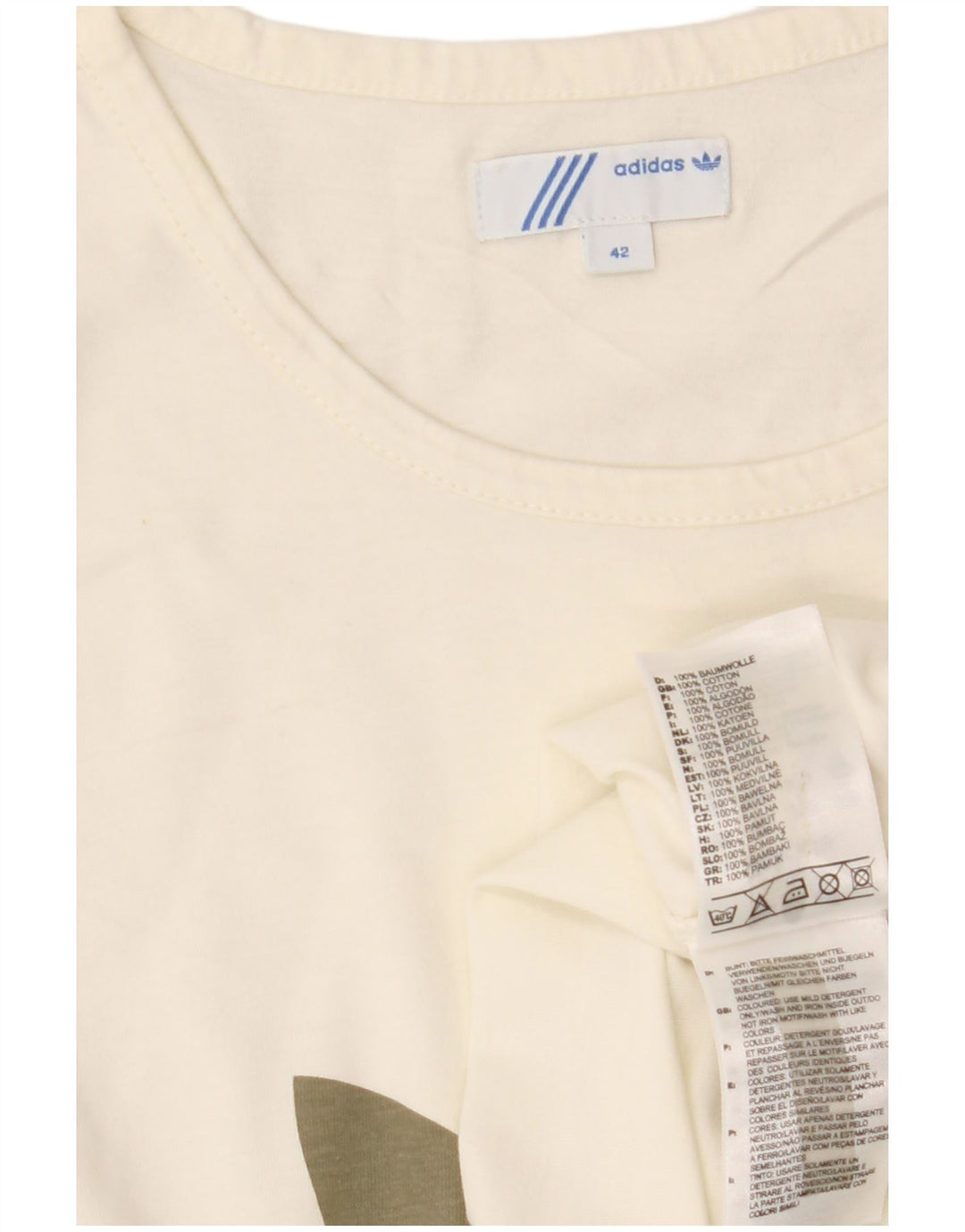 ADIDAS Damen Grafik T-Shirt Top IT 42 Mittelweiße Baumwolle