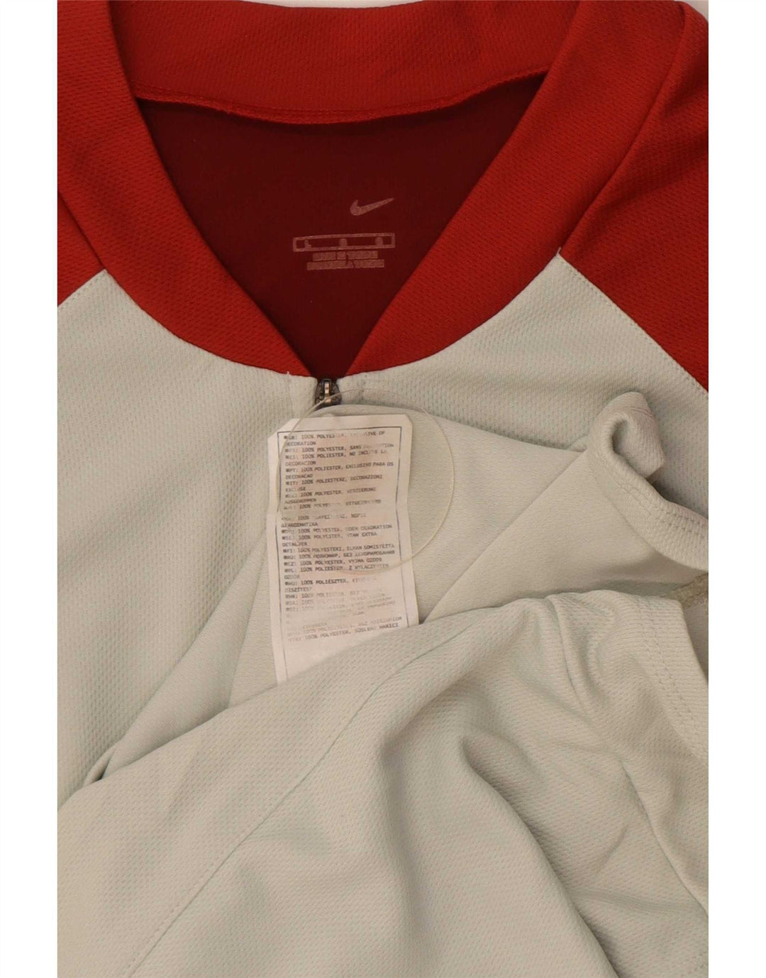 Nike Herren-T-Shirt mit Reißverschluss am Hals, großes graues Colourblock-Polyester