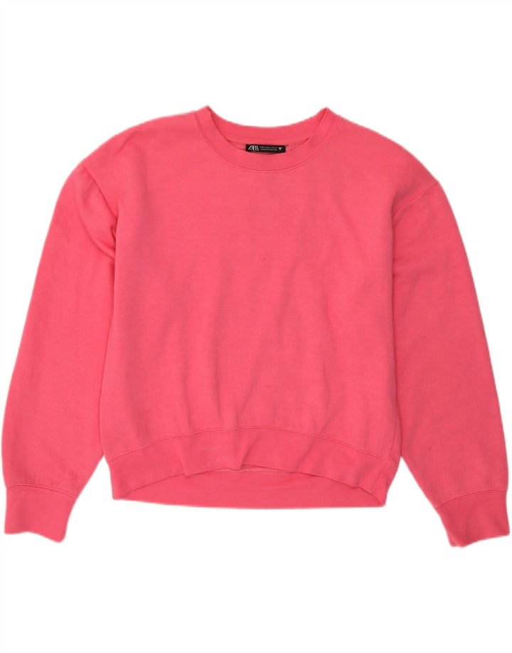 Übergroßer Damen-Sweatshirtpullover von Zara, Gr. 10, klein, rosa, Polyester