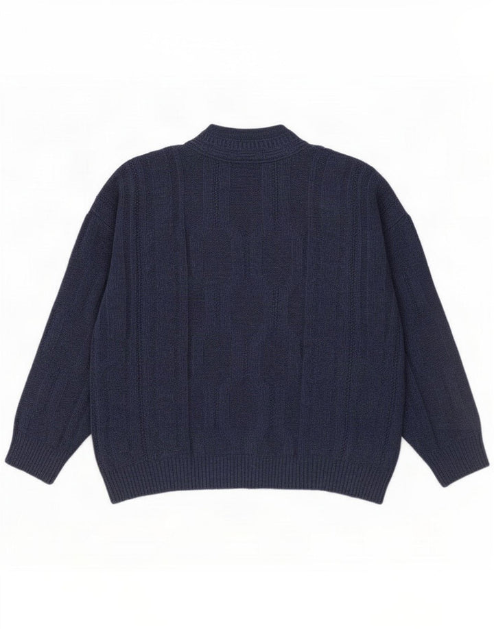 St. Bernard Herren-Strickjacke, Größe 38/40, mittelblaue Wolle, Marineblau