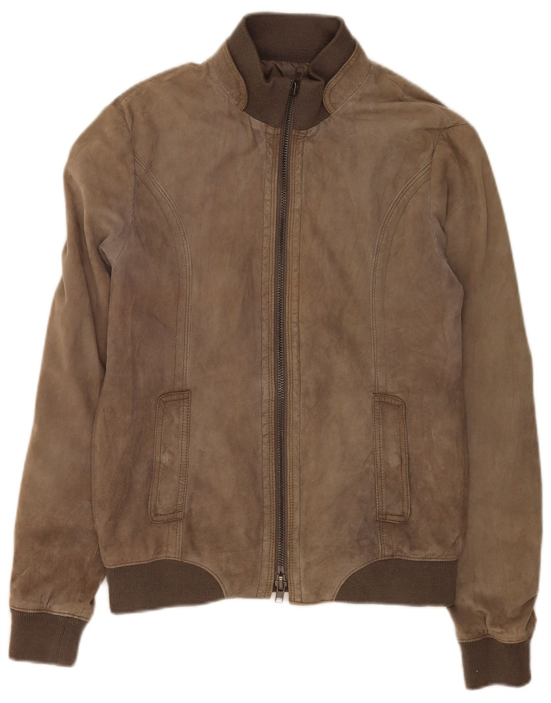 Zen Herren Bomber-Lederjacke IT 48 Mittelbraunes Leder