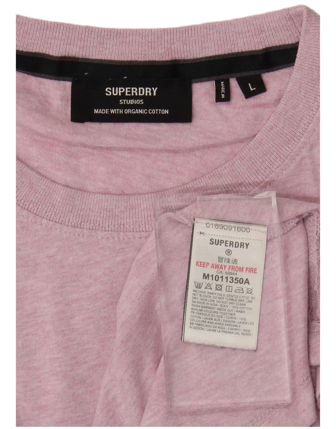SUPERDRY Herren-T-Shirt-Oberteil, groß, rosa gesprenkelte Baumwolle