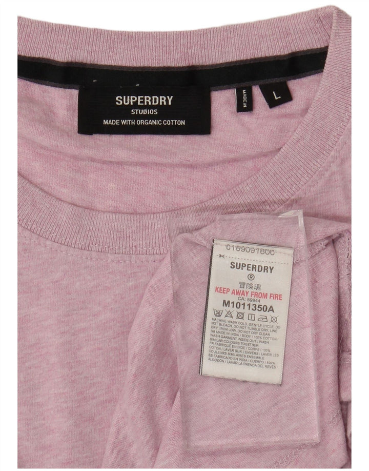SUPERDRY Herren-T-Shirt-Oberteil, groß, rosa gesprenkelte Baumwolle