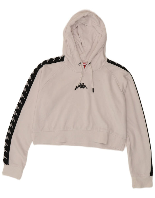 Kappa Womens Crop Graphic Hoodie Pullover UK 14 Mittelweiß Farbblock