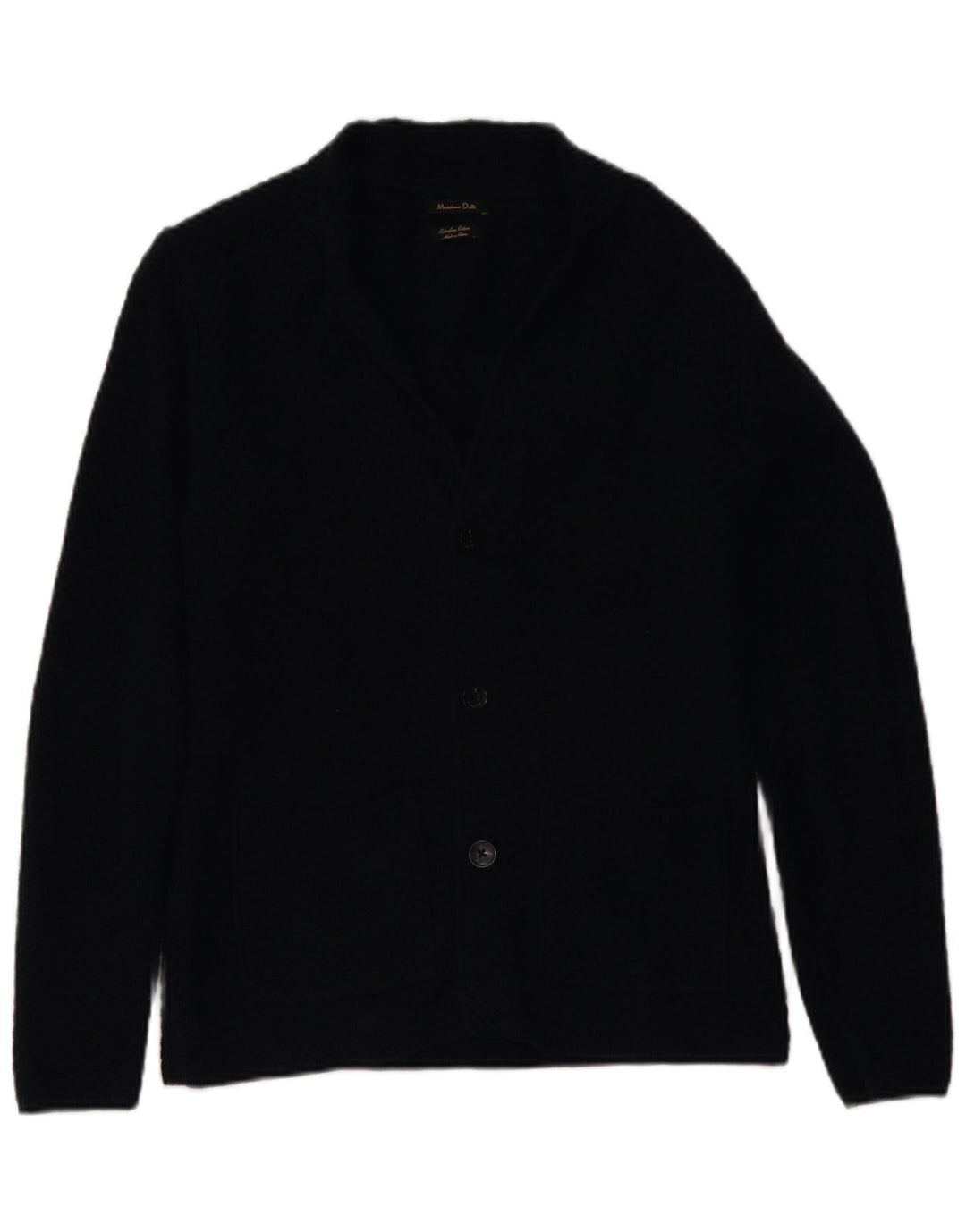 Massimo Dutti Herren-Strickjacke aus mittelblauer Baumwolle
