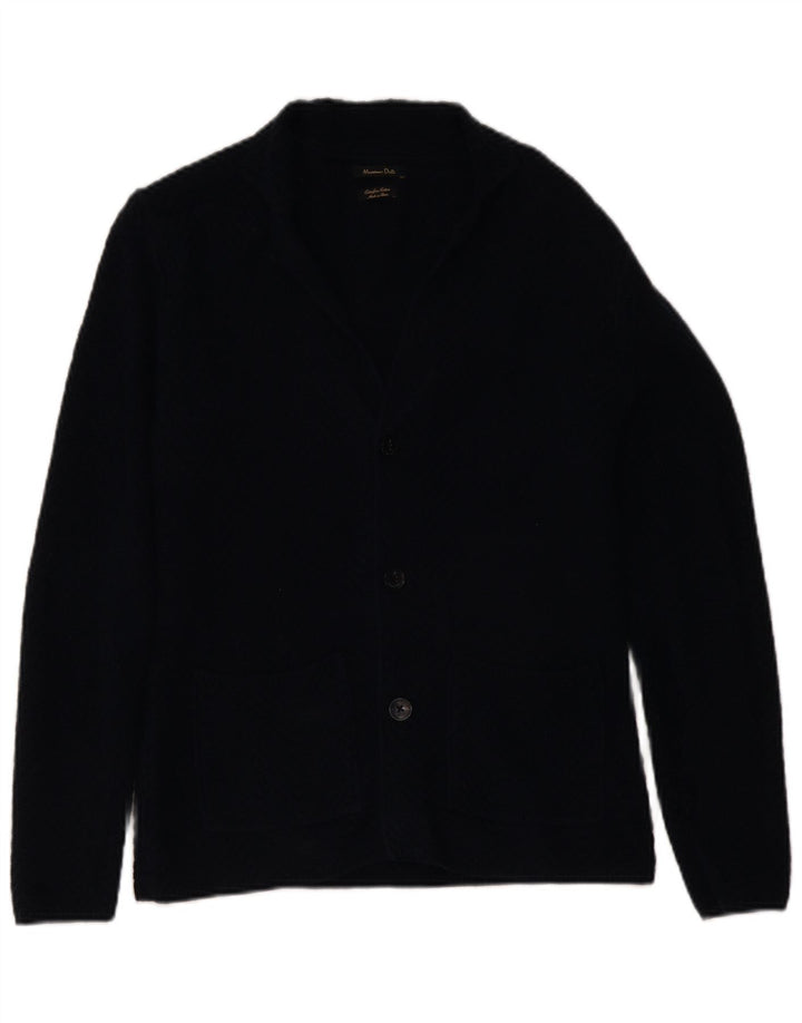 Massimo Dutti Herren-Strickjacke aus mittelblauer Baumwolle