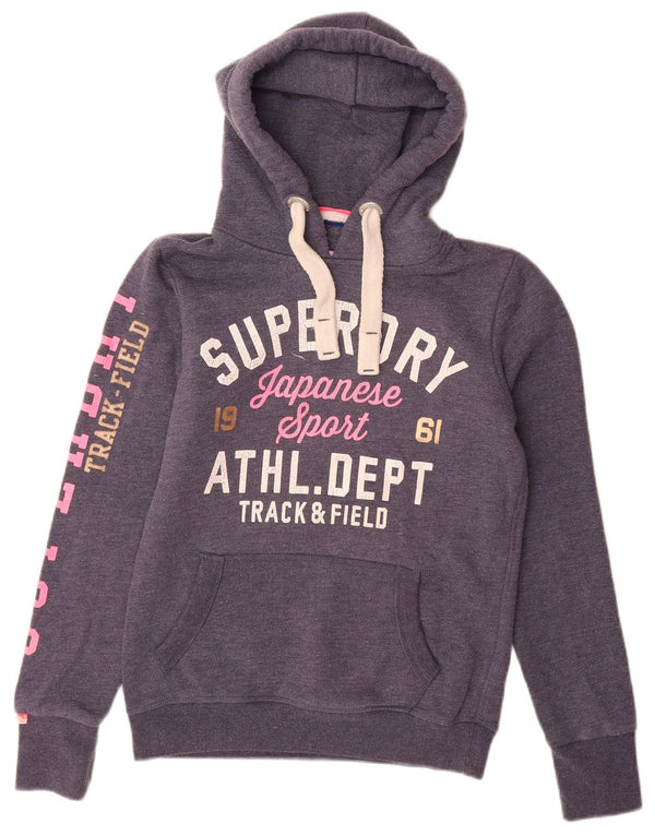 SUPERDRY Damen-Kapuzenpullover mit Grafik, UK 6, XS, Marineblau, Baumwolle