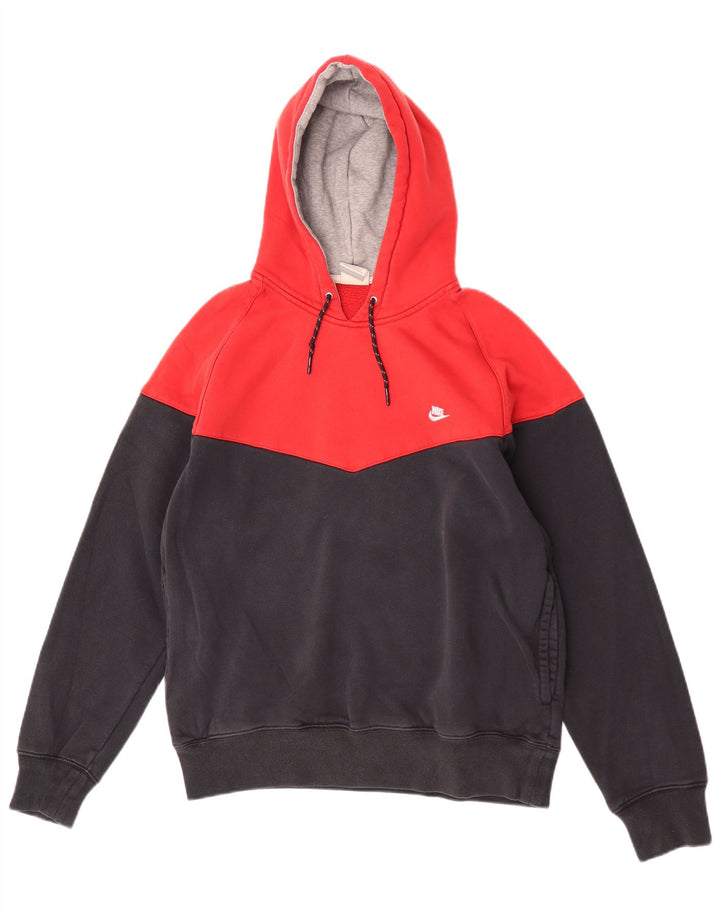 Nike Herren-Kapuzenpullover mit normaler Passform, mittelrote Colourblock-Baumwolle