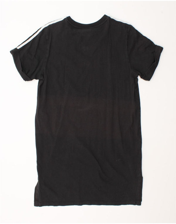 Adidas Damen T-Shirt Kleid UK 14 Medium Schwarz