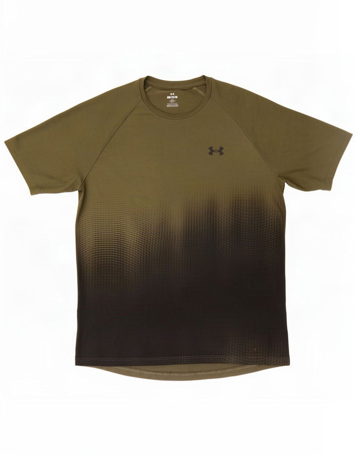 Under Armour Herren-T-Shirt-Oberteil aus mittelgrünem Batik-Polyester
