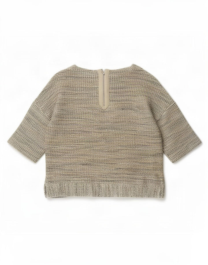 Massimo Dutti Damen-Blusenoberteil in Übergröße, Gr. 10, Größe S, beige, gesprenkelte Baumwolle