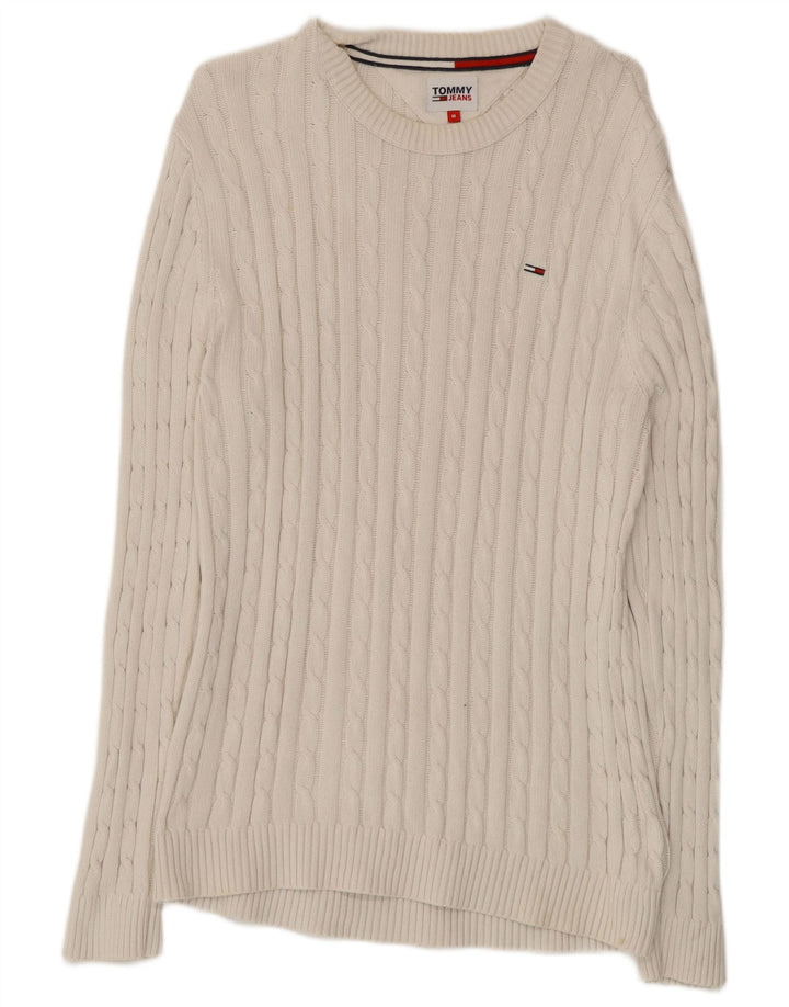 Tommy Hilfiger Herren-Pullover mit Rundhalsausschnitt, mittelweiße Baumwolle