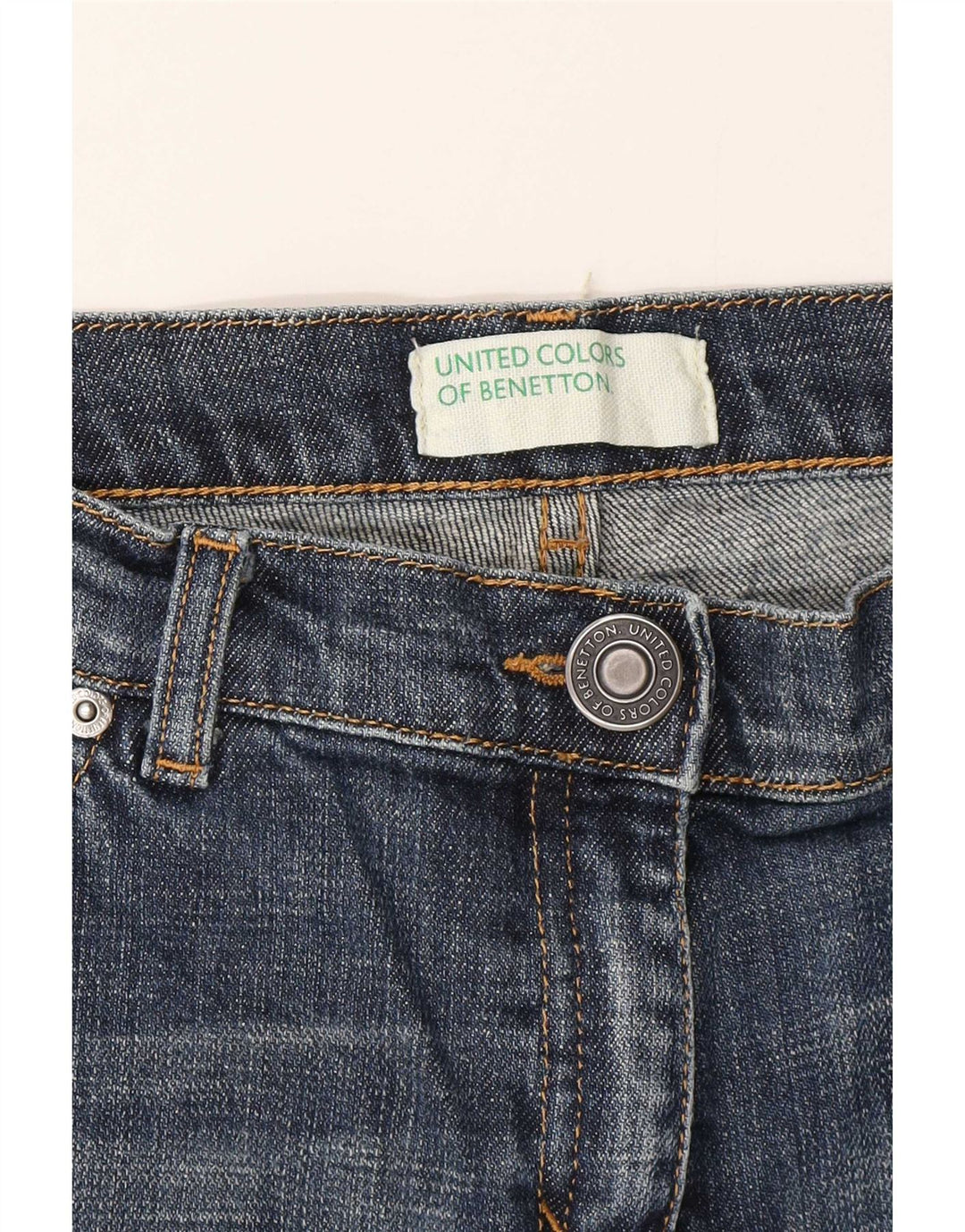 Benetton Damen Crop Straight Jeans W32 L25 Blau