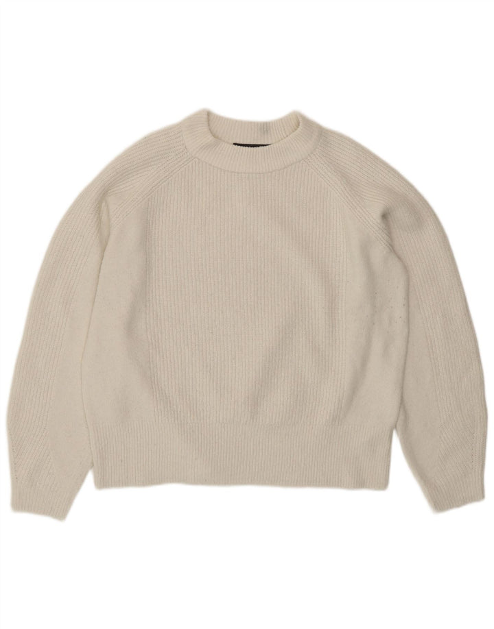 Marks & Spencer Damen-Pullover mit Rundhalsausschnitt, Gr. 14, Mittelweiß, Acryl