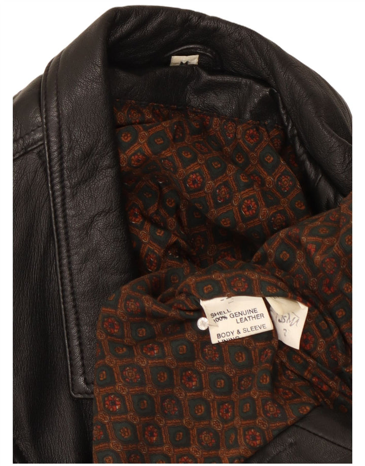 Vintage Damen Leder Bikerjacke UK 14 Mittelschwarzes Leder