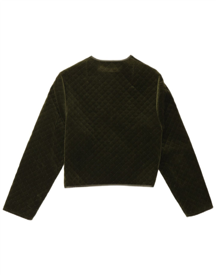 Vintage Damen offene gesteppte Blazerjacke UK 14 Medium Khaki