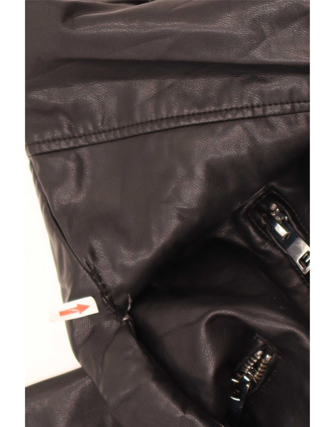 Übergroße Damen-Bikerjacke aus Kunstleder von Zara, Gr. 10, Größe S, Schwarz, Polyester