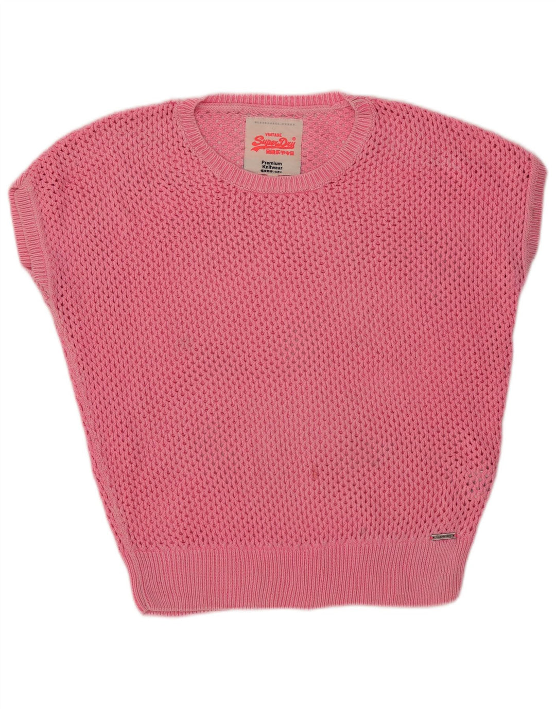 SUPERDRY Kurzärmliger Damen-Pullover mit Rundhalsausschnitt, Gr. 14, Mittelrosa