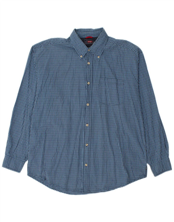 Wrangler Herrenhemd, groß, blau kariert, Baumwolle