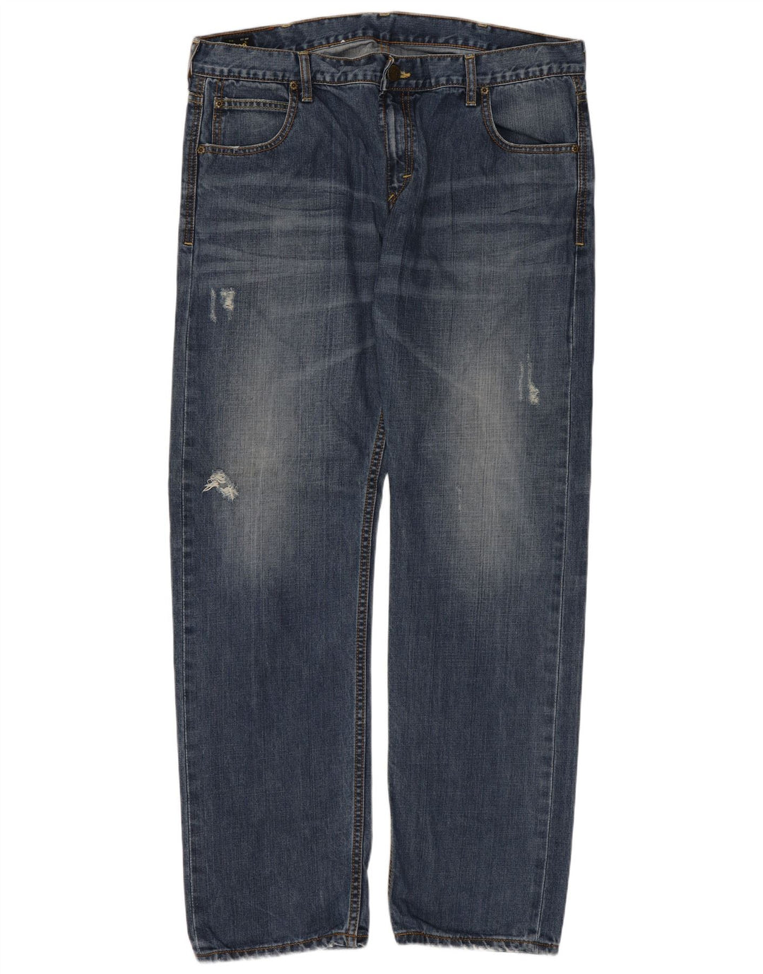 Lee Herren Knox Distressed Straight Jeans W38 L32 Blaue Baumwolle