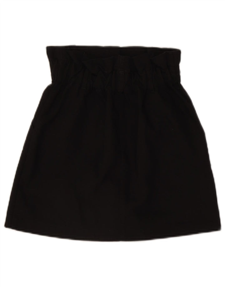 Zara Damen Minirock mit hoher Taille, XS W24, schwarzes Polyester