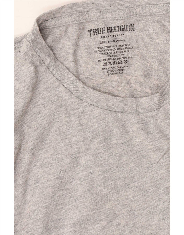 True Religion Herren-T-Shirt mit Grafik, groß, grau gesprenkelte Baumwolle