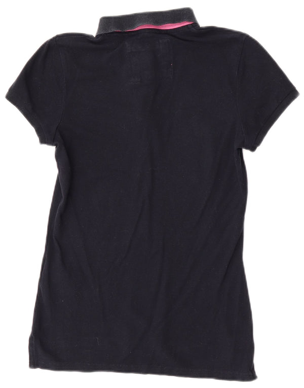 Abercrombie & Fitch Damen Poloshirt UK 12 Medium Marineblau Baumwolle