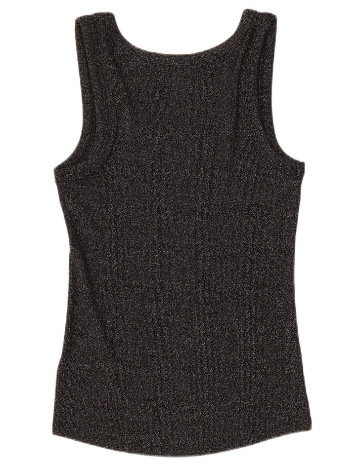 Marks & Spencer Damen-Trägershirt UK 12 Mittelschwarz gefleckte Baumwolle