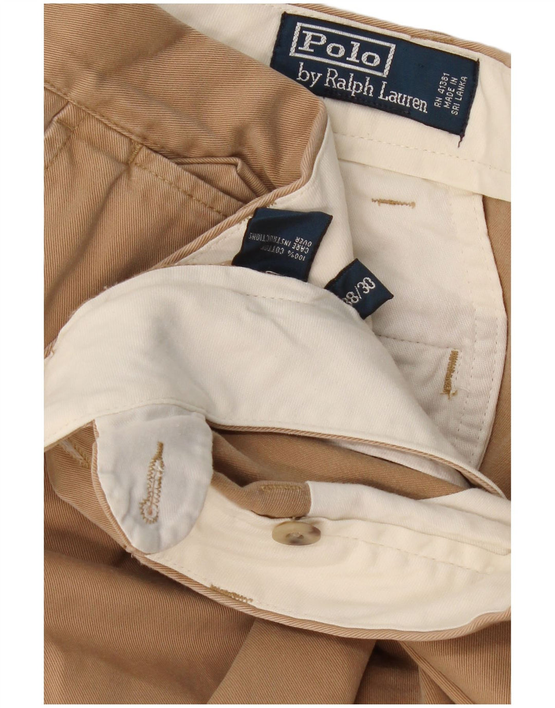Polo Ralph Lauren Gerade Herren-Chinohose W38 L30 Beige Baumwolle Klassisch