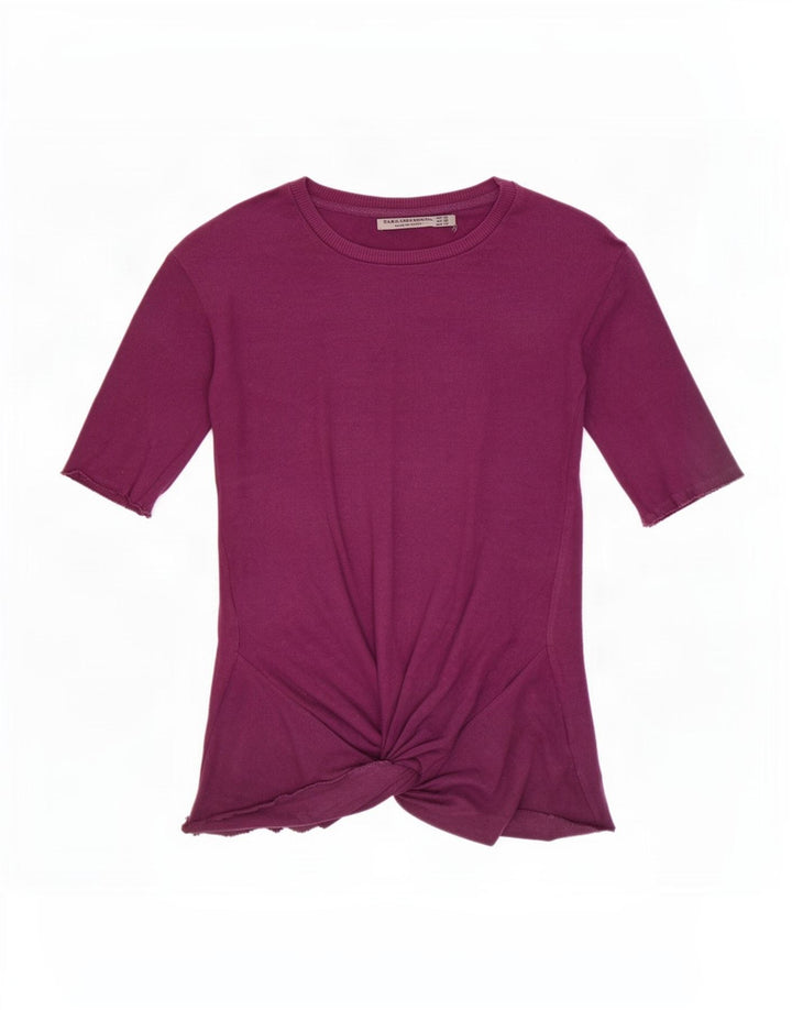 Zara Damen-Blusenoberteil UK 12 Mittelviolette Baumwolle